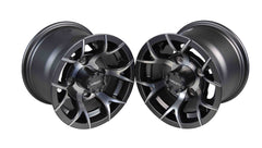 MASSFX 10x7 Golf Cart Rims with 4/101.6 or 4 on 4" Bolt Pattern-Gun Metal Grey-2 pk
