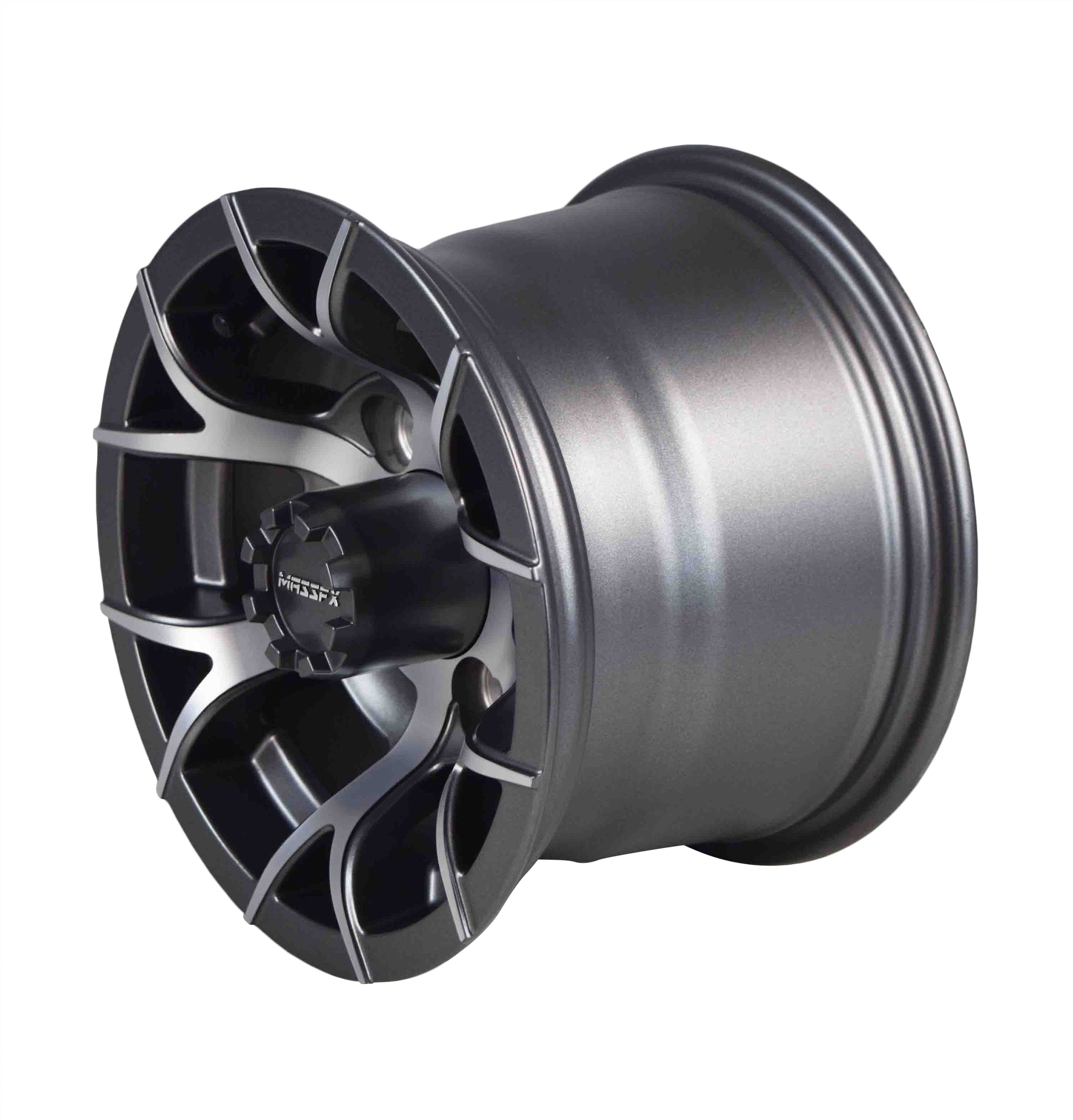 MASSFX 10x7 Golf Cart Rims with 4/101.6 or 4 on 4" Bolt Pattern-Gun Metal Grey-2 pk