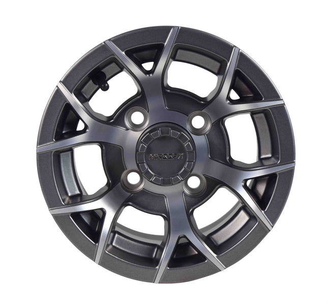 MASSFX 10x7 Golf Cart Rims with 4/101.6 or 4 on 4" Bolt Pattern-Gun Metal Grey-2 pk