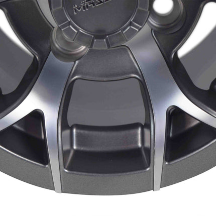 MASSFX 10x7 Golf Cart Rims with 4/101.6 or 4 on 4" Bolt Pattern-Gun Metal Grey-2 pk