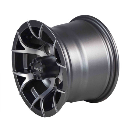 MASSFX 10x7 Golf Cart Rims with 4/101.6 or 4 on 4" Bolt Pattern-Gun Metal Grey-4 pk