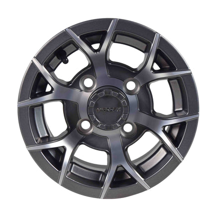 MASSFX 10x7 Golf Cart Rims with 4/101.6 or 4 on 4" Bolt Pattern-Gun Metal Grey-4 pk