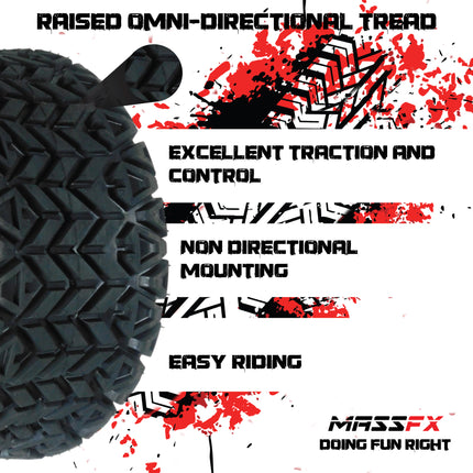 MASSFX SL 20x10-10 Front/Rear Golf Cart Tire, QUAKE Black Wheel 10x7 4/101.6 2pk