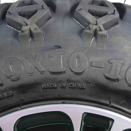 MASSFX SL 20x10-10 Front/Rear Golf Cart Tire, QUAKE Black Wheel 10x7 4/101.6 2pk