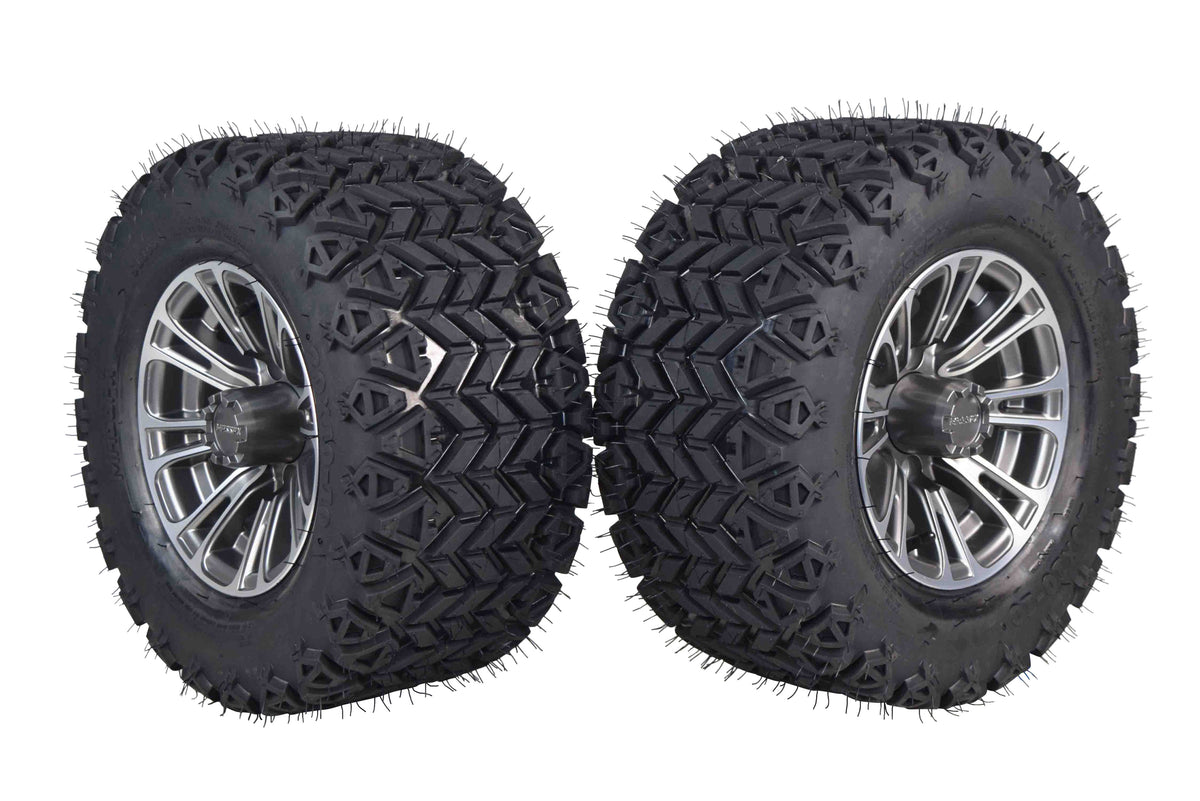 MASSFX SL 20x10-10 Front/Rear Golf Cart Tire, QUAKE  Grey Wheel 10x7 4/101.6 2pk