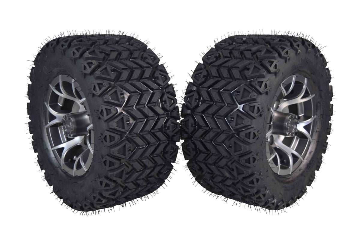 MASSFX SL 20x1010 F/R Golf Cart Tire, PIT VIPER Blk Wheel 10x7 4/101.6 2pk