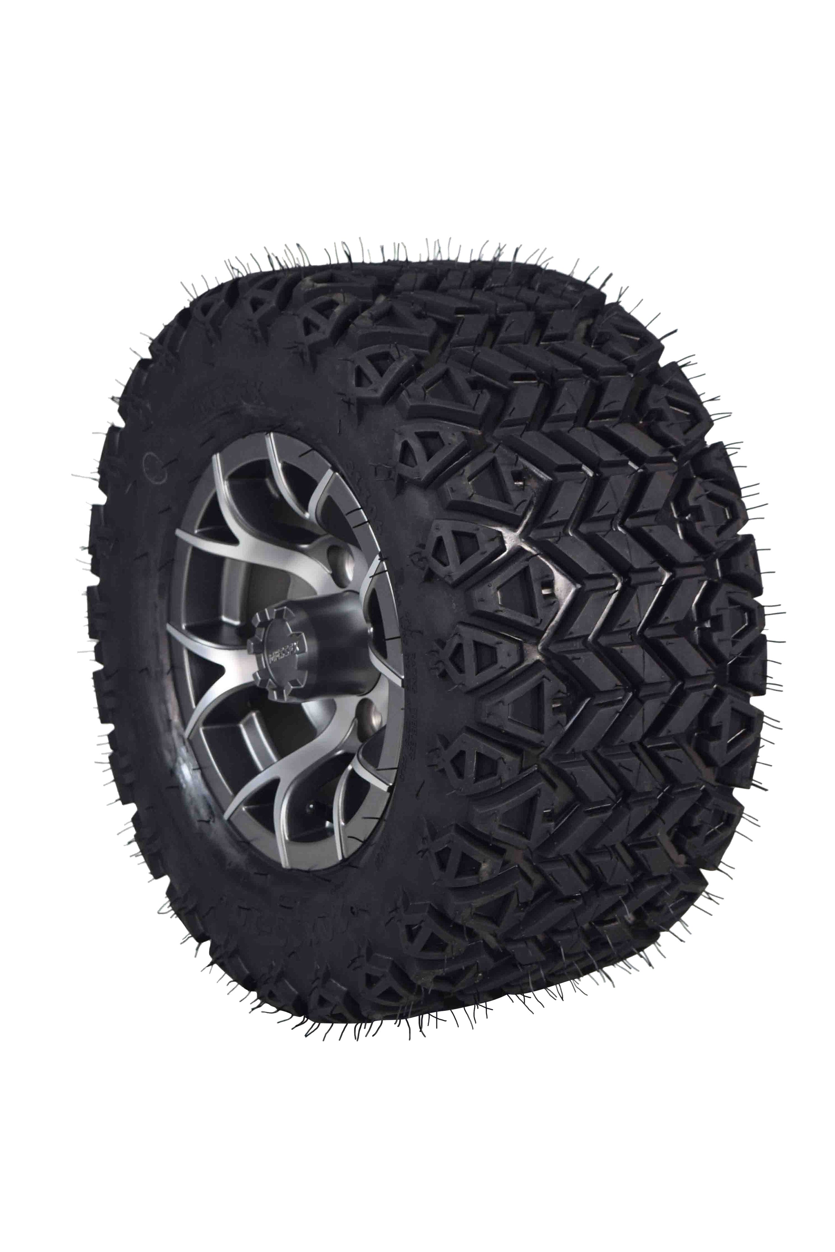 MASSFX SL 20x1010 F/R Golf Cart Tire, PIT VIPER Blk Wheel 10x7 4/101.6 2pk