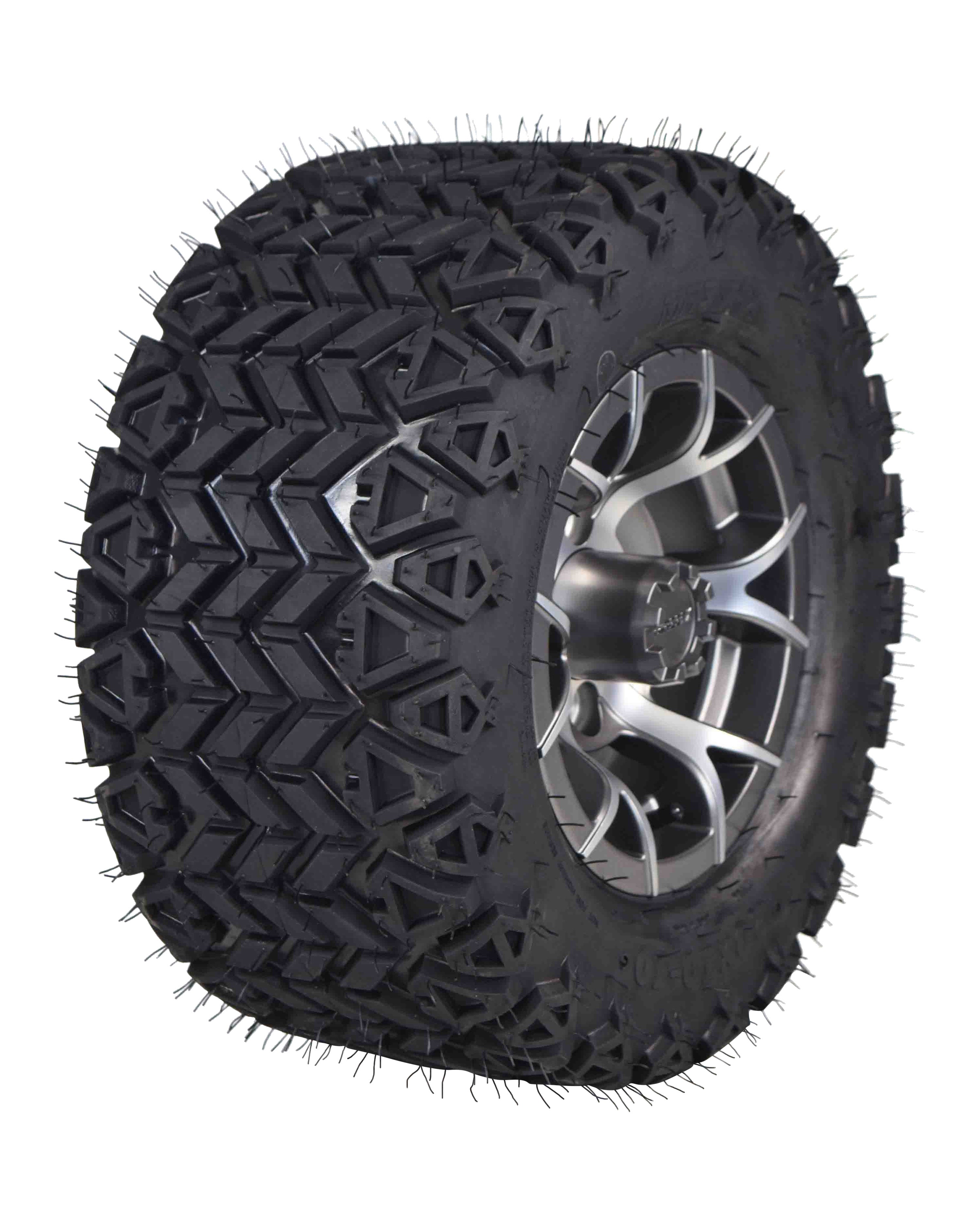 MASSFX SL 20x1010 F/R Golf Cart Tire, PIT VIPER Blk Wheel 10x7 4/101.6 2pk