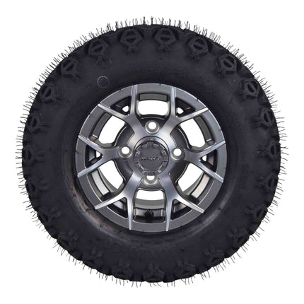 MASSFX SL 20x1010 F/R Golf Cart Tire, PIT VIPER Blk Wheel 10x7 4/101.6 2pk