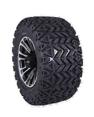 MASSFX SL 20x10-10 F/R Golf Cart Tire, QUAKE Black Wheels 10x7 4/101.6 4pk