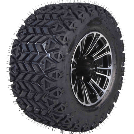 MASSFX SL 20x10-10 F/R Golf Cart Tire, QUAKE Black Wheels 10x7 4/101.6 4pk