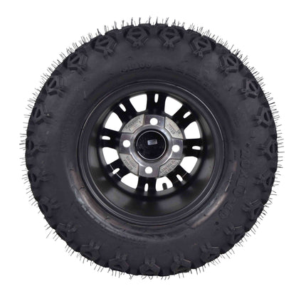MASSFX SL 20x10-10 F/R Golf Cart Tire, QUAKE Black Wheels 10x7 4/101.6 4pk