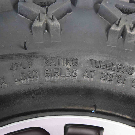 MASSFX SL 20x10-10 F/R Golf Cart Tire, QUAKE Black Wheels 10x7 4/101.6 4pk