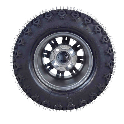 MASSFX SL 20x10-10 F/R Golf Cart, QUAKE 4 Gry Wheels 10x7 4/101.6 & 16 Chr Lugs