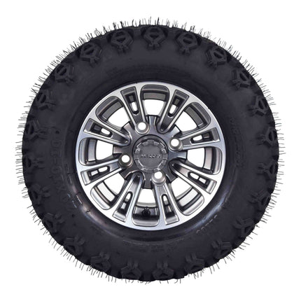 MASSFX SL 20x10-10 F/R Golf Cart Tire, QUAKE Grey Wheels 10x7 4/101.6 4pk