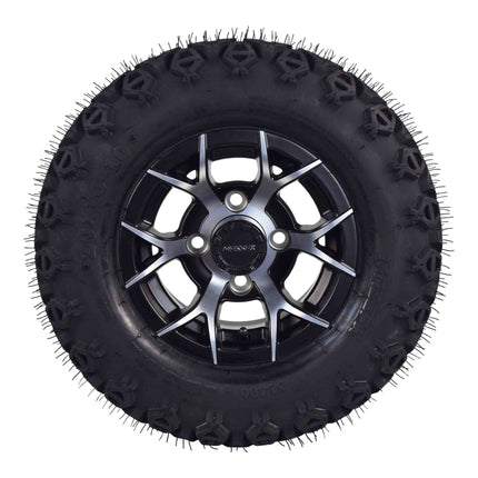 MASSFX SL 20x10-10 F/R Golf Cart, VIPER 4 Blk Wheels 10x7 4/101.6 & 16 Blk Lugs