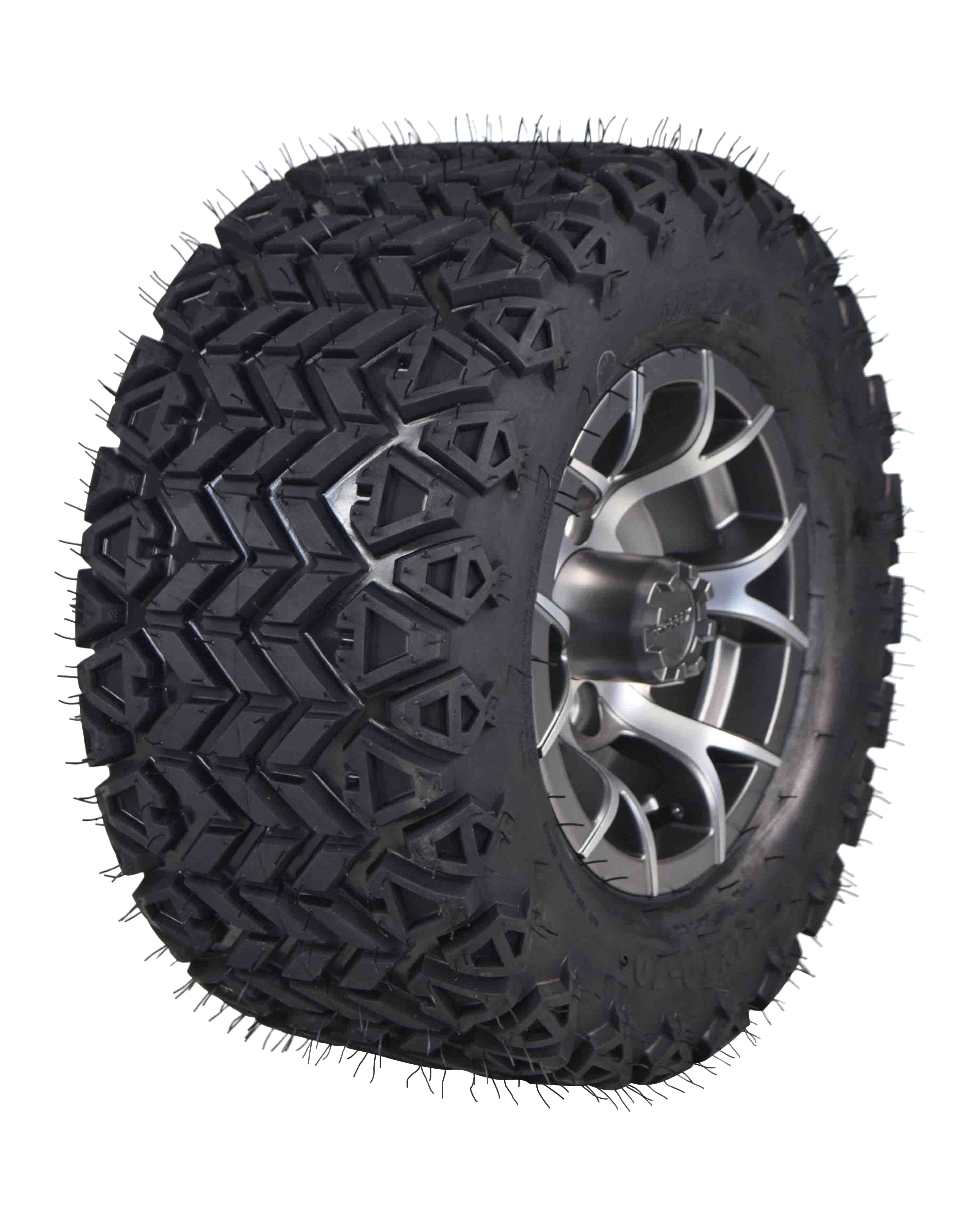 MASSFX 20x10-10 Tire 10x7 4/101.6 Gun metal Rim Golf Cart Wheel Tire Kit 4 Pack