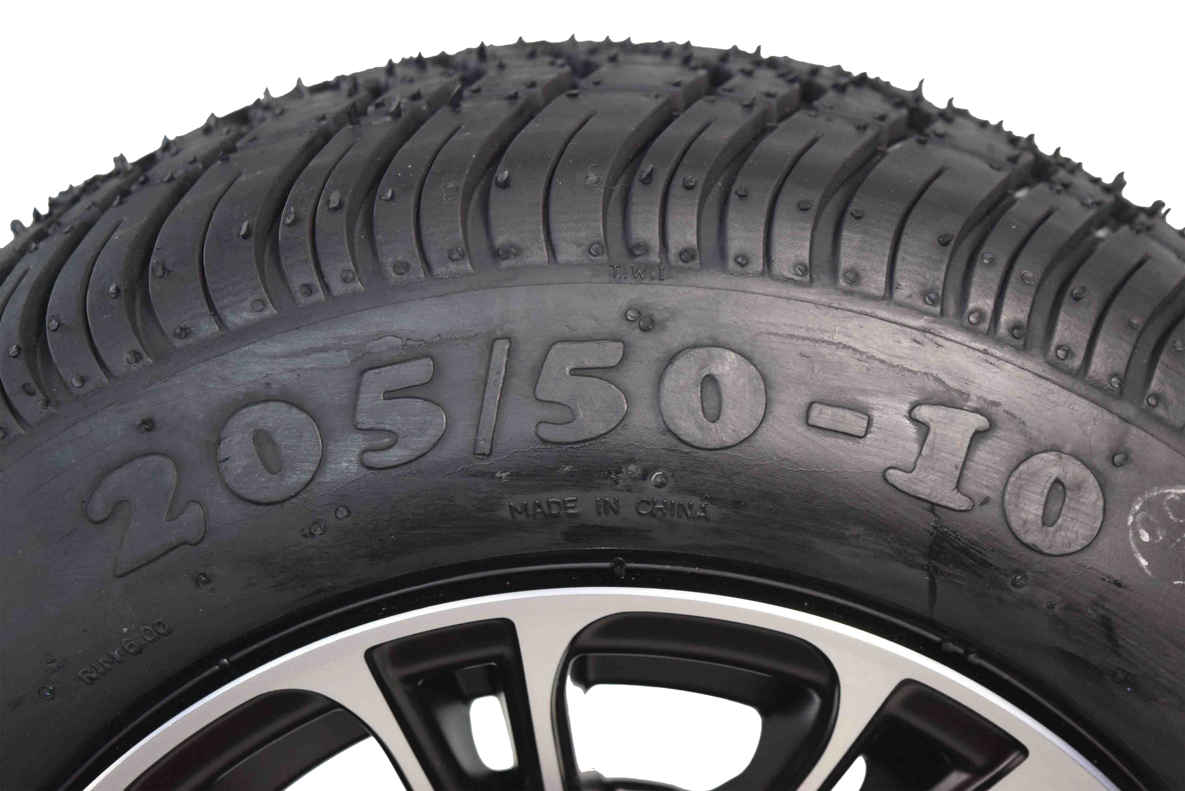 MASSFX SL 205/50-10 Front/Rear Golf Cart Tire, QUAKE Blk Wheel 10x7 4/101.6 2pk