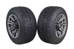 MASSFX SL 205/50-10 Front/Rear Golf Cart Tire, QUAKE Grey Wheel 10x7 4/101.6 2pk