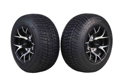 MASSFX SL 205/50-10 F/R Golf Cart Tire, PIT VIPER Black Wheels 10x7 4/101.6 2pk