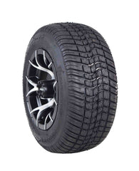 MASSFX SL 205/50-10 F/R Golf Cart Tire, PIT VIPER Black Wheels 10x7 4/101.6 2pk