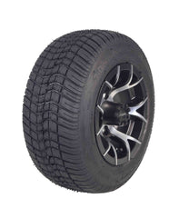 MASSFX SL 205/50-10 F/R Golf Cart Tire, PIT VIPER Black Wheels 10x7 4/101.6 2pk