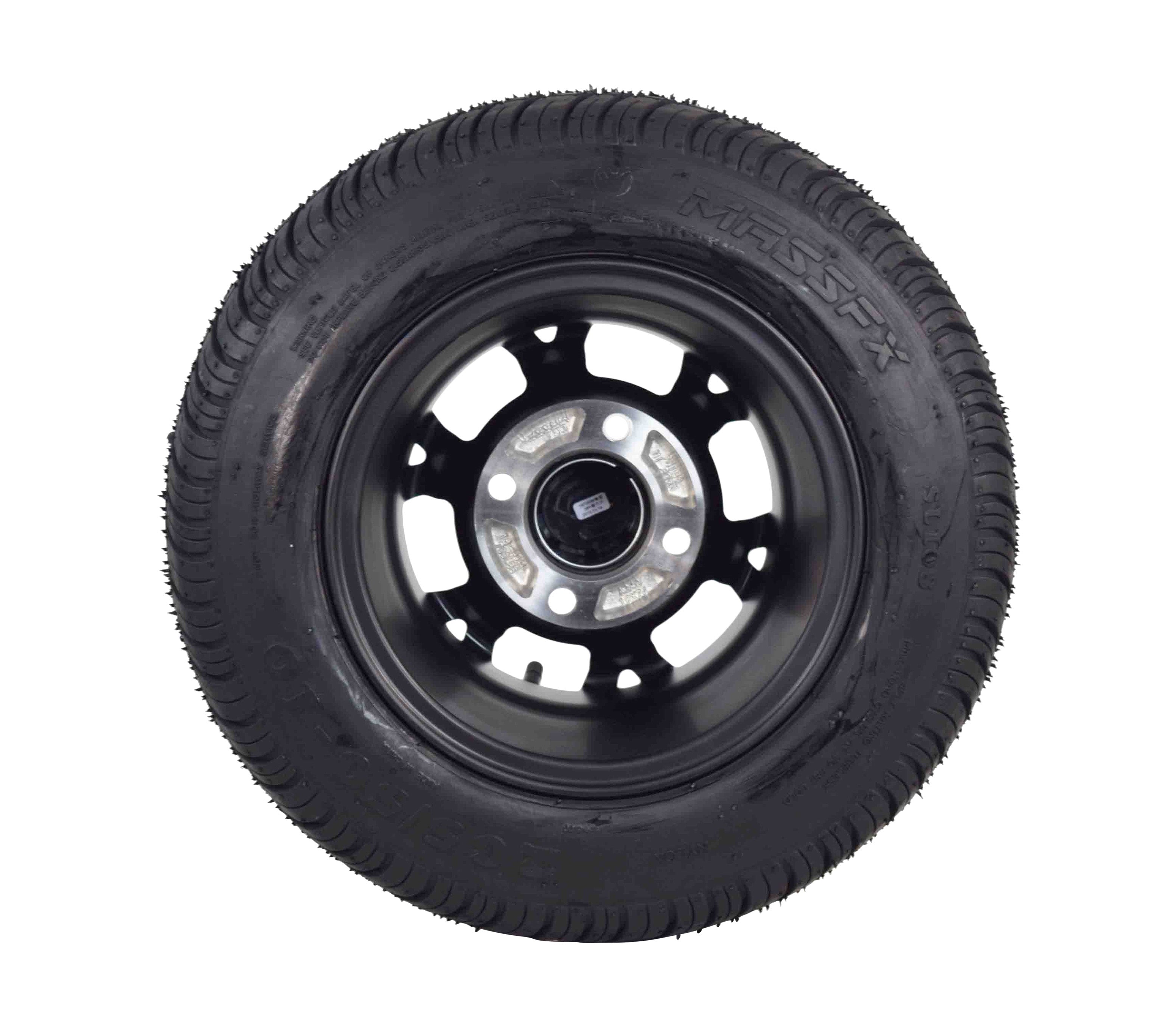 MASSFX SL 205/50-10 F/R Golf Cart Tire, PIT VIPER Black Wheels 10x7 4/101.6 2pk