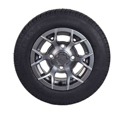 MASSFX SL 205/50-10 F/R Golf Cart Tire, PIT VIPER Grey Wheels 10x7 4/101.6 2pk