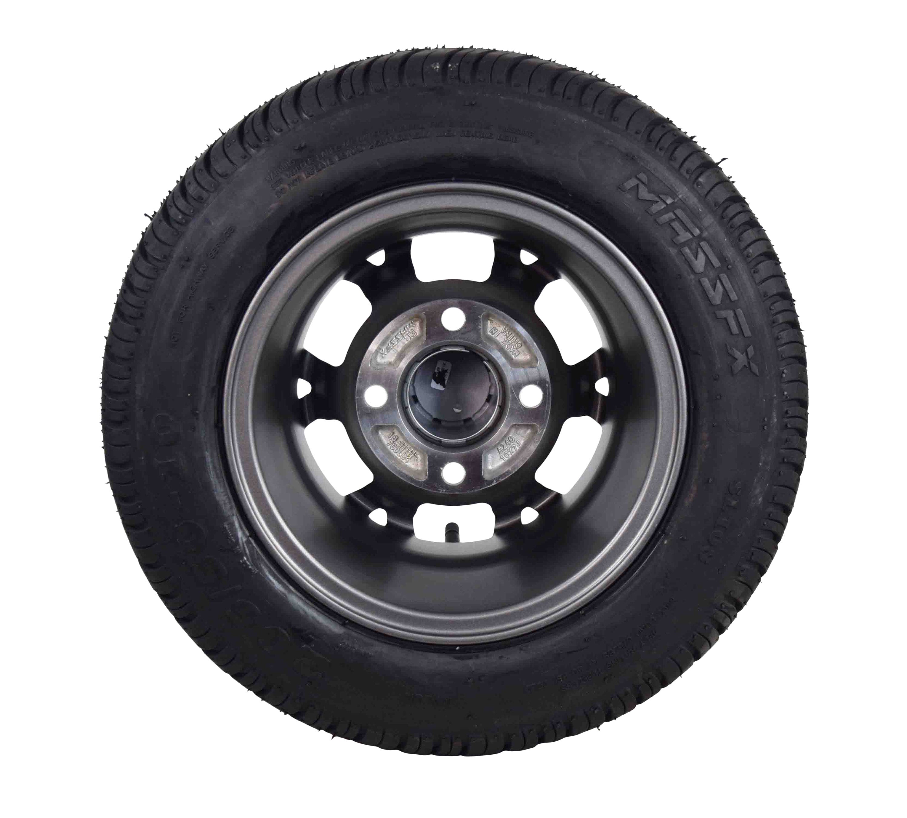 MASSFX SL 205/50-10 F/R Golf Cart Tire, PIT VIPER Grey Wheels 10x7 4/101.6 2pk