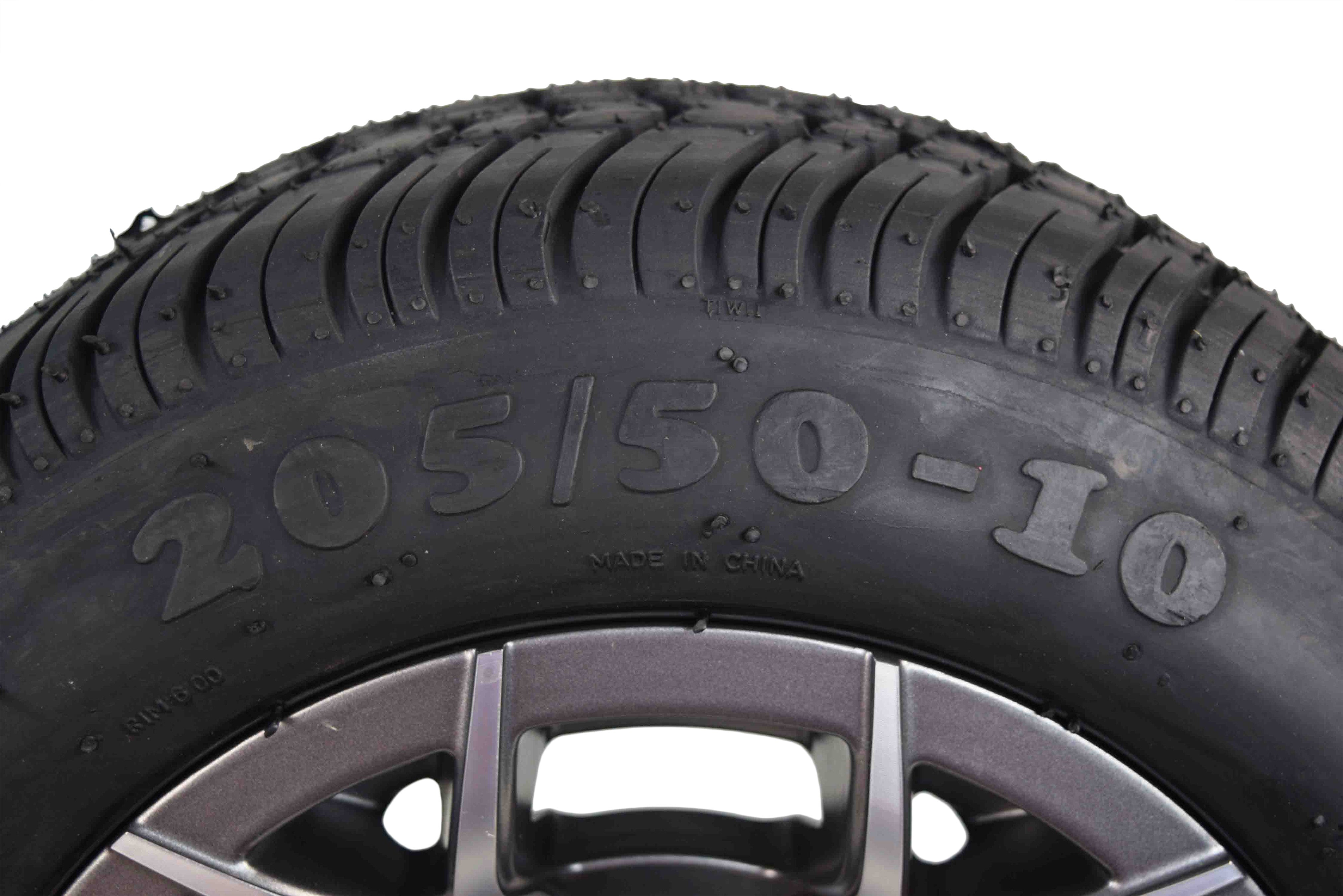 MASSFX SL 205/50-10 F/R Golf Cart Tire, PIT VIPER Grey Wheels 10x7 4/101.6 2pk