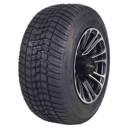 MASSFX SL 205/50-10 F/R Golf Cart Tire, QUAKE Black Wheels 10x7 4/101.6 4pk