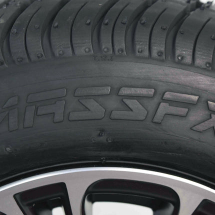 MASSFX SL 205/50-10 F/R Golf Cart Tire, QUAKE Black Wheels 10x7 4/101.6 4pk