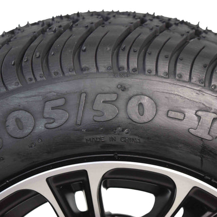 MASSFX SL 205/50-10 F/R Golf Cart Tire, QUAKE Black Wheels 10x7 4/101.6 4pk