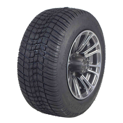 MASSFX SL 205/50-10 F/R Golf Cart Tire, QUAKE GM Grey Wheels 10x7 4/101.6 4pk