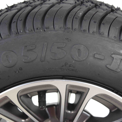MASSFX SL 205/50-10 F/R Golf Cart Tire, QUAKE GM Grey Wheels 10x7 4/101.6 4pk