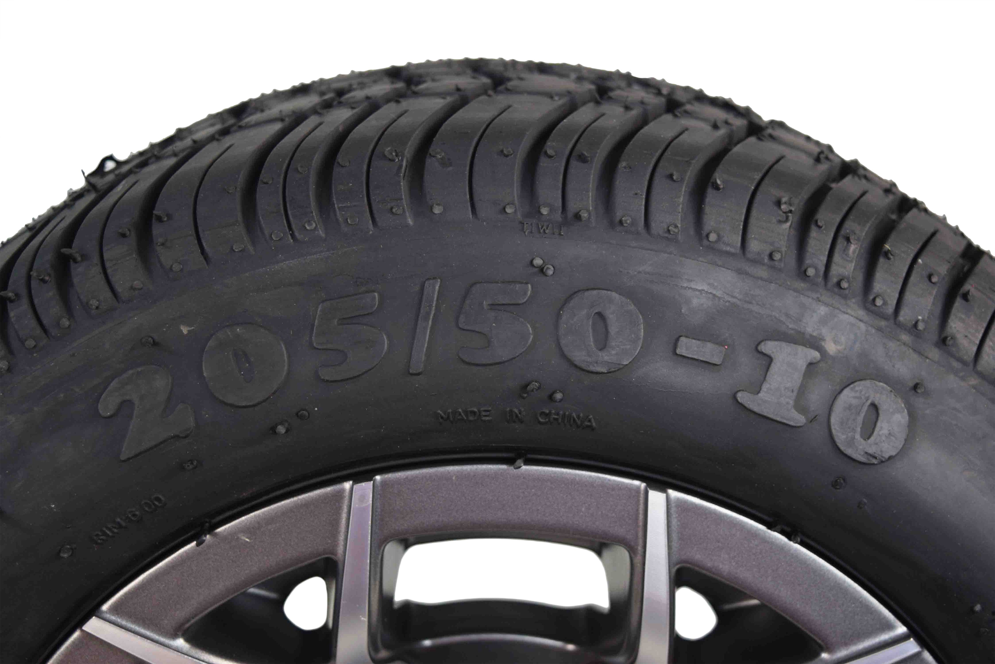 MASSFX Pit Viper Golf Cart Gunmetal Wheel 205/50-10 Tire 10x7 4/101.6 Rim 4 SET
