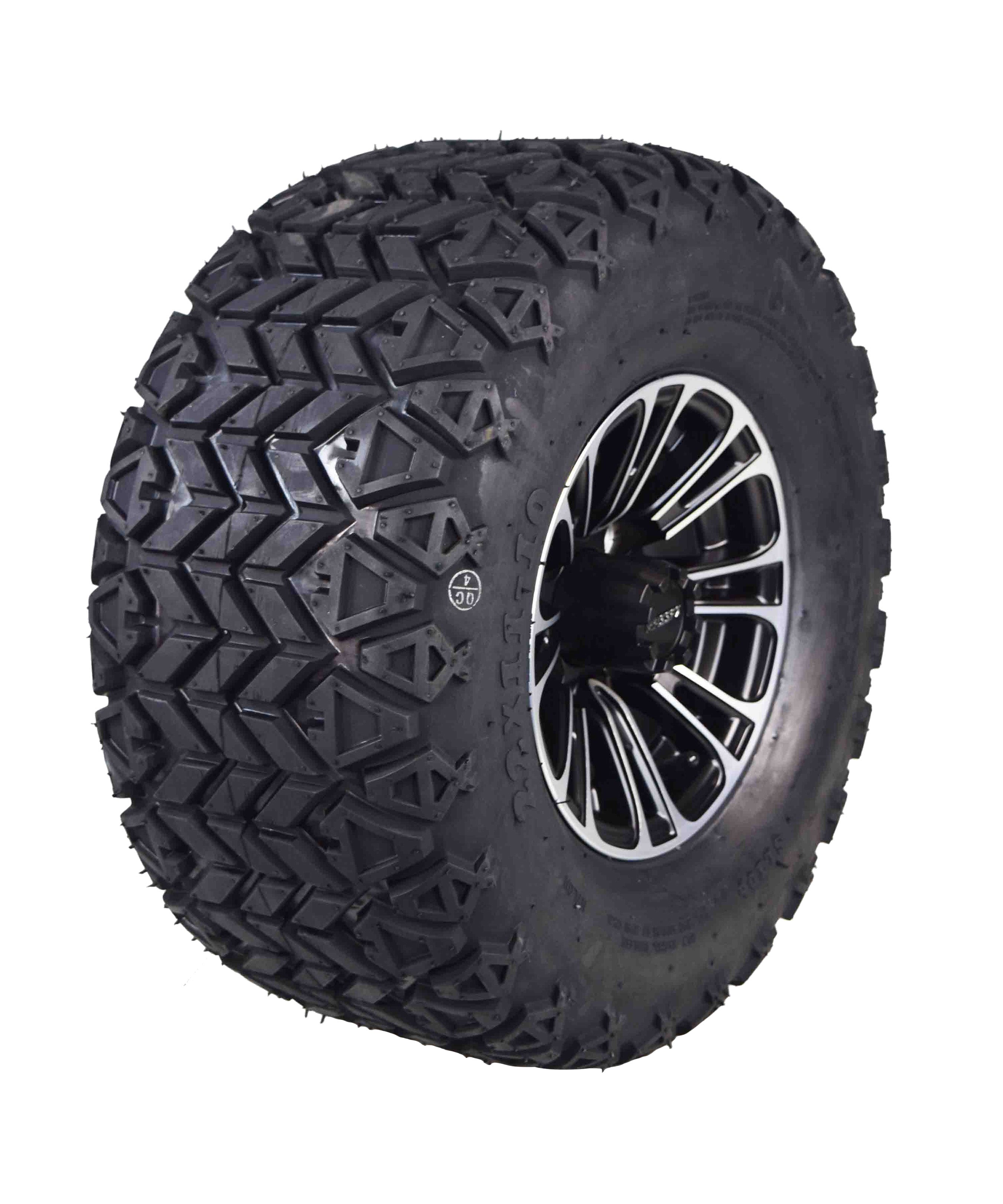 MASSFX SL 22x11-10 Front/Rear Golf Cart Tire, QUAKE Black Wheel 10x7 4/101.7 2pk