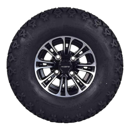MASSFX SL 22x11-10 Front/Rear Golf Cart Tire, QUAKE Black Wheel 10x7 4/101.7 2pk