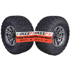 MASSFX SL 22x11-10 Front/Rear Golf Cart Tire, QUAKE Grey Wheel 10x7 4/101.7 2pk