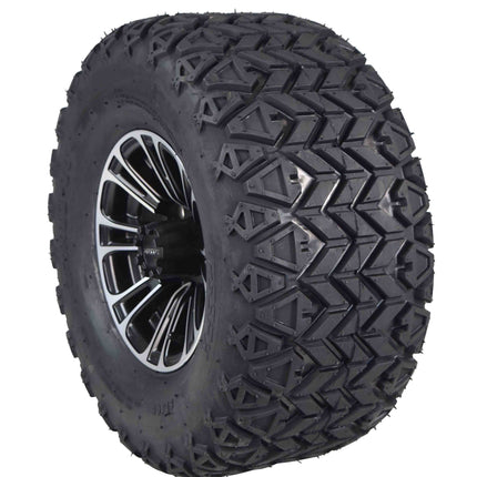 MASSFX SL 22x11-10 Front/Rear Golf Cart Tire, QUAKE Black Wheel 10x7 4/101.7 4pk