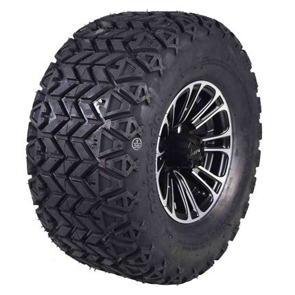 MASSFX SL 22x11-10 Front/Rear Golf Cart Tire, QUAKE Black Wheel 10x7 4/101.7 4pk