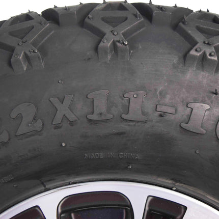 MASSFX SL 22x11-10 Front/Rear Golf Cart Tire, QUAKE Black Wheel 10x7 4/101.7 4pk