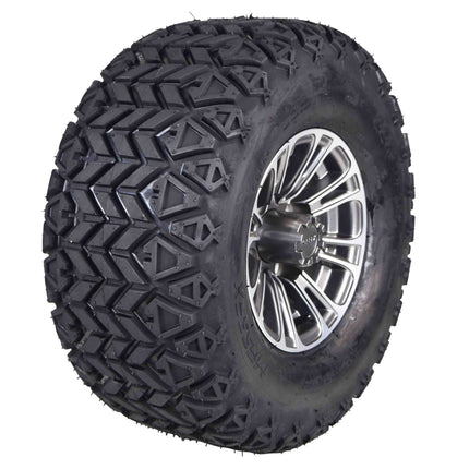 MASSFX SL 22x11-10 Front/Rear Golf Cart Tire, QUAKE Grey Wheel 10x7 4/101.7 4pk