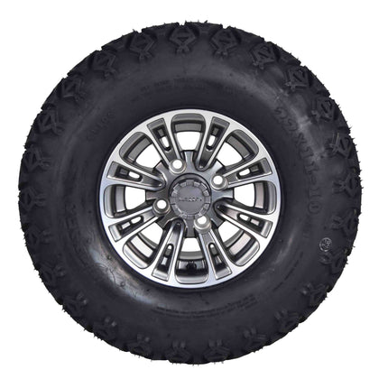 MASSFX SL 22x11-10 Front/Rear Golf Cart Tire, QUAKE Grey Wheel 10x7 4/101.7 4pk