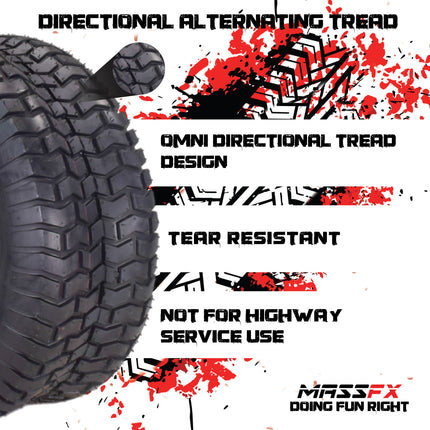 MASSFX 23x11-10 Golf Cart Tire & Black Wheel Kit 10x7 4/101.6 w/ Lugnut 4 Pack
