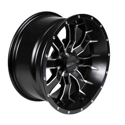 Sedona 570-1510 14x7 4+3 4/156 Raceline Machined Black Mamba Wheel