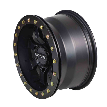 Sedona Single Raceline ATV 14x7 4+3 Offset 4x156 Black Mamba Blackout Beadlock Wheel