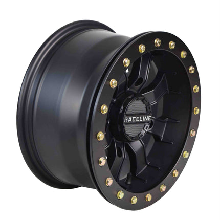 Sedona Single Raceline ATV 14x7 4+3 Offset 4x156 Black Mamba Blackout Beadlock Wheel