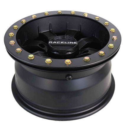 Sedona Single Raceline ATV 14x7 4+3 Offset 4x156 Black Mamba Blackout Beadlock Wheel