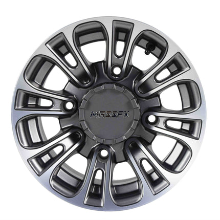 MASSFX Gunmetal 12x7 4/156 QUAKE RZR Wheel Gun Metal Grey 4 Pack Rims